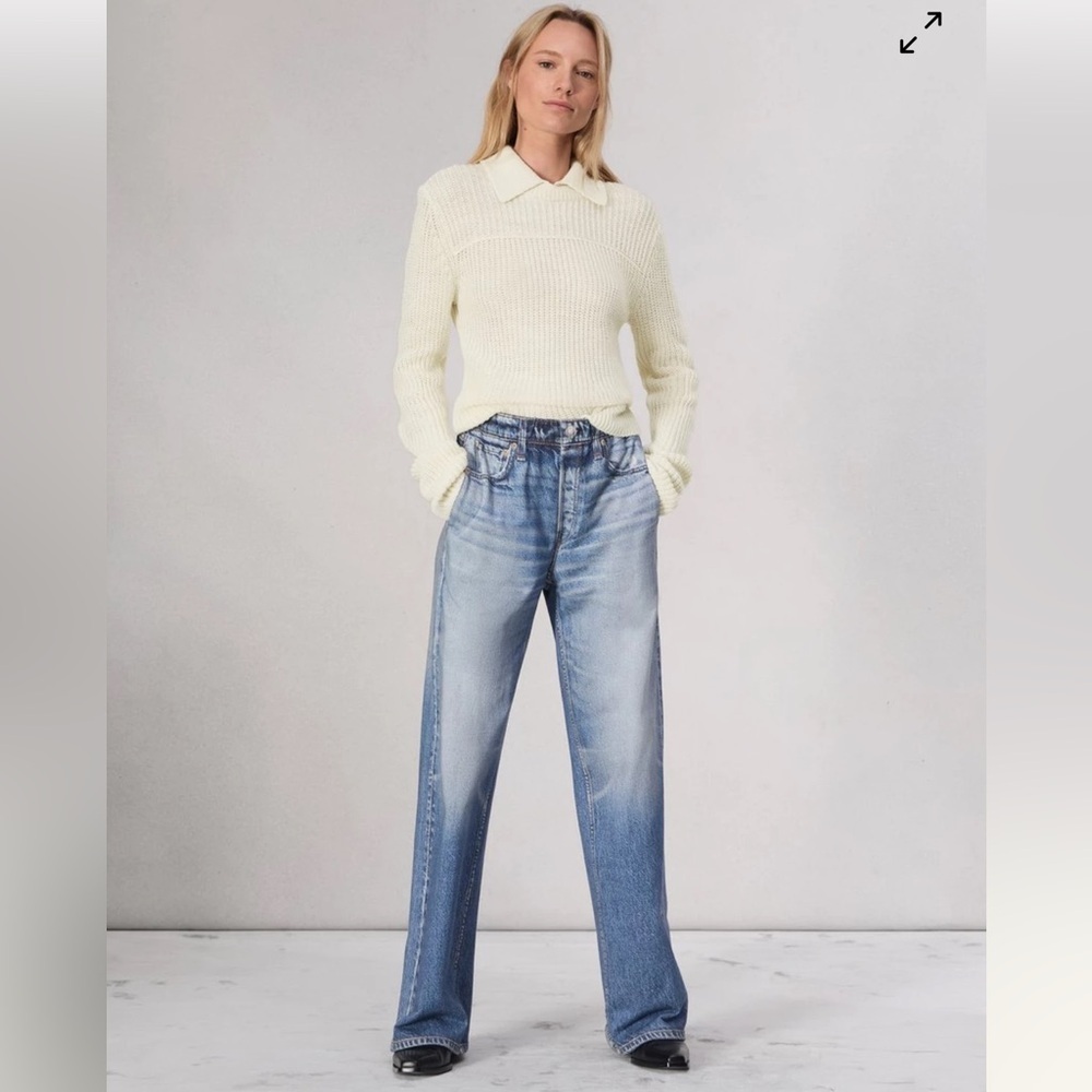 rag & bone Cream Ribbed Knit Crew Neck Sweater - Picture 6 of 12